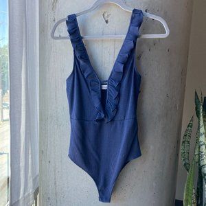 Vestique | Navy - Deep V Body Suit | Size: Large